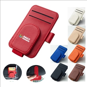 PU Leather Magnetic Auto Visor Eyeglasses Clip With Pen Slot